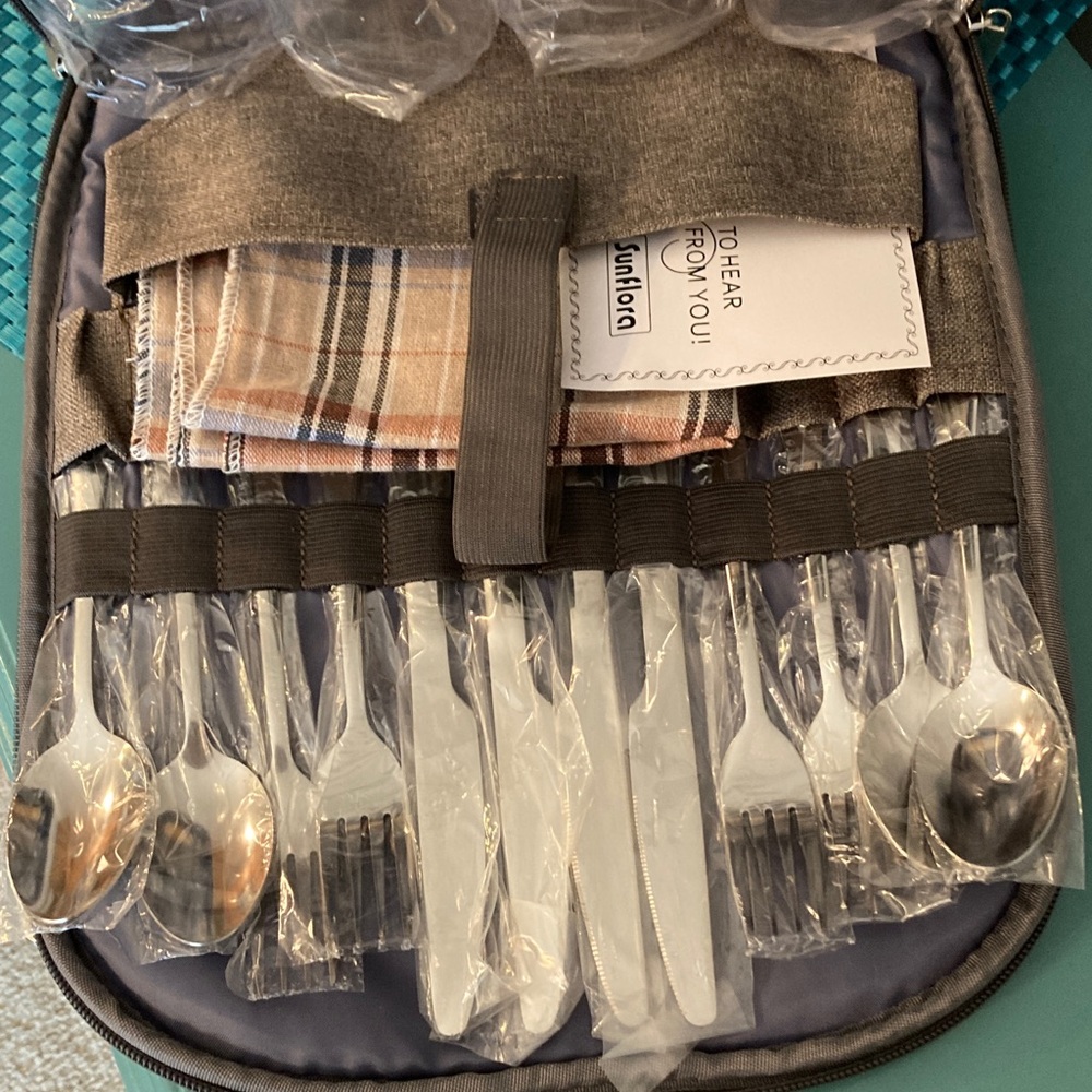 NWT Insulated Picnic Backpack - Full Set for 4 People/Blanket too! by Sunflora - Picture 9 of 16